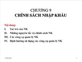 Quản trị kinh tế học - Chương 9: Chính sách nhập khẩu