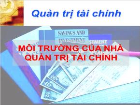 Quản trị tài chính - Môi trường của nhà quản trị tài chính