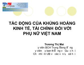 Tác động của khủng hoảng kinh tế, tài chính đối với phụ nữ Việt Nam