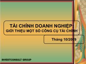 Tài chính doanh nghiệp: giới thiệu một số công cụ tài chính