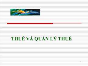 Thuế và quản lý thuế