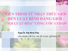 Tiến trình từ nhận thức giới đến luật bình đẳng giới - “nội luật hóa” công ước cedaw