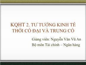 Tư tưởng kinh tế thời cổ đại và trung cổ