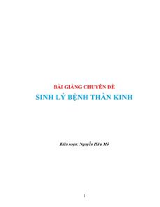 Bài giảng Chuyên đề sinh lý bệnh thần kinh