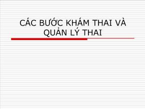 Các bước khám thai và quản lý thai