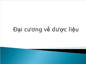 Đại cương về dược liệu