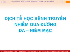 Dịch tễ học bệnh truyền nhiễm qua đường da – Niêm mạc