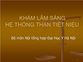 Khám lâm sàng hệ thống thận tiết niệu