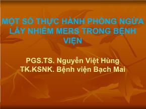 Một số thực hành phòng ngừa lây nhiễm mers trong bệnh viện