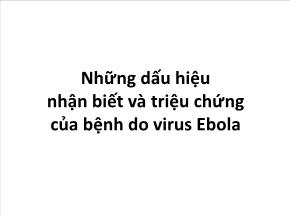 Những dấu hiệu nhận biết và triệu chứng của bệnh do virus Ebola