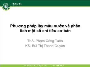 Phương pháp lấy mẫu nước và phân tích một số chỉ tiêu cơ bản