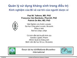 Quản lý sử dụng kháng sinh trong điều trị: Kinh nghiệm của Bỉ và vai trò của người dược sĩ