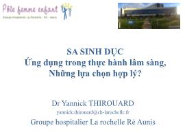 Sa sinh dục ứng dụng trong thực hành lâm sàng, những lựa chọn hợp lý?