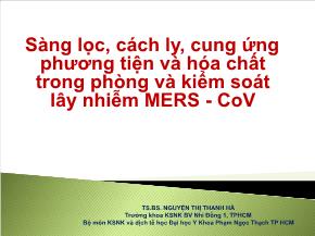 Sàng lọc, cách ly, cung ứng phương tiện và hóa chất trong phòng và kiểm soát lây nhiễm mers - Cov