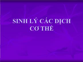 Sinh lý các dịch cơ thể