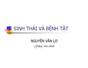 Sinh thái và bệnh tật