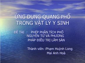 Ứng dụng quang phổ trong vật lý y sinh phép phân tích phổ nguyên tử và phương pháp điều trị lâm sàn