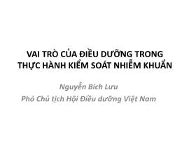 Vai trò của điều dưỡng trong thực hành kiểm soát nhiễm khuẩn