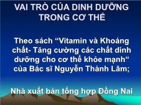 Vai trò của dinh dưỡng trong cơ thể