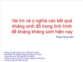 Vai trò và ý nghĩa các kết quả kháng sinh đồ trong tình hình đề kháng kháng sinh hiện nay