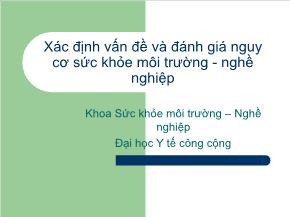 Xác định vấn đề và đánh giá nguy cơ sức khỏe môi trường - Nghề nghiệp