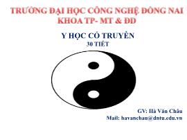 Y học cổ truyền - Bài 5: Khái niệm về huyệt