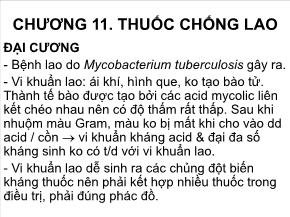 Y khoa, dược - Chương 11: Thuốc chống lao