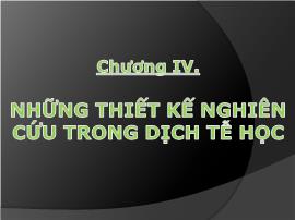 Y khoa, dược - Những thiết kế nghiên cứu trong dịch tễ học