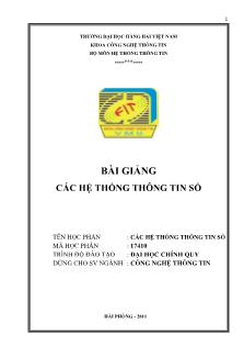 Bài giảng Các hệ thống thông tin số