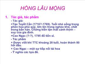 Bài giảng Hồng lâu mộng