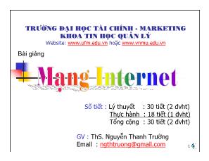 Bài giảng Mạng Internet