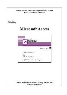 Bài giảng Microsoft Access