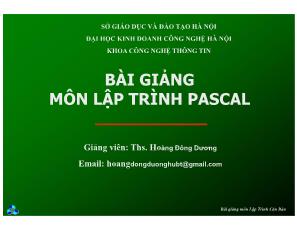 Bài giảng môn lập trình Pascal