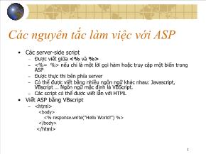 Bài giảng Phát triển ứng dụng web - Các nguyên tắc làm việc với Asp