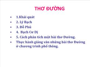 Bài giảng Thơ đường