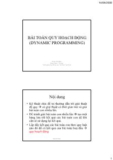 Bài toán quy hoạch động bài toán quy hoạch động (dynamic programming)