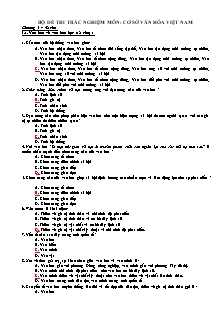 Bộ đề thi trắc nghiệm môn: cơ sở văn hóa việt nam