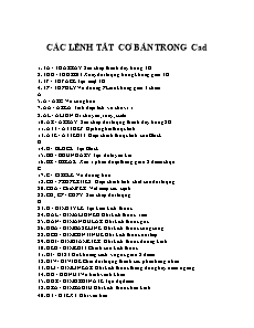 Các lệnh tắt cơ bản trong Cad