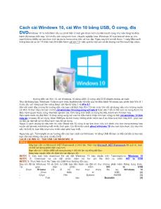 Cách cài windows 10, cài win 10 bằng usb, ổ cứng, đĩa. dvd