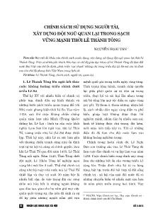 Chính sách sử dụng người tài, xây dựng đội ngũ quan lại trong sạch vững mạnh thời Lê Thánh Tông