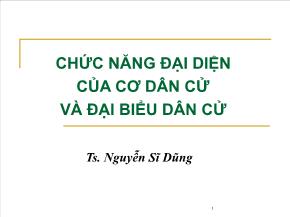 Chức năng đại diện của cơ dân cử và đại biểu dân cử