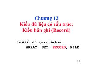 Cơ sở dữ liệu - Chương 13: Kiểu dữ liệu có cấu trúc: Kiểu bản ghi (Record)