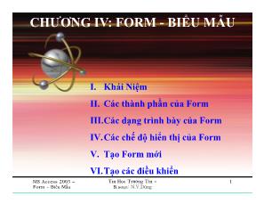 Cơ sở dữ liệu - Chương IV: Form - Biểu mẫu