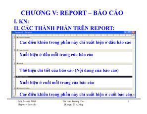 Cơ sở dữ liệu - Chương V: Report – Báo cáo