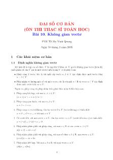 Đại số cơ bản - Bài 10: Không gian vectơ