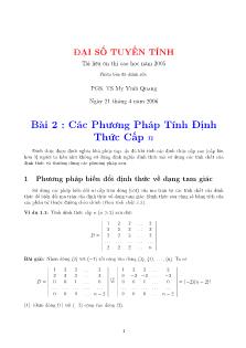 Đại số tuyến tính - Bài 2: Các phương pháp tính định thức cấp n