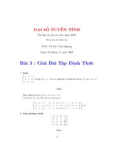 Đại số tuyến tính - Bài 3: Giải bài tập định thức