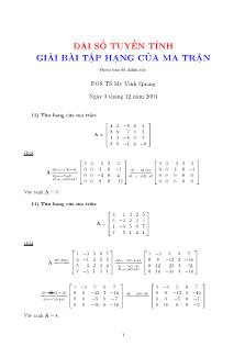 Đại số tuyến tính giải bài tập hạng của ma trận