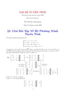 Đại số tuyến tính - Giải bài tập về hệ phương trình tuyến tính