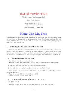 Đại số tuyến tính - Hạng của ma trận